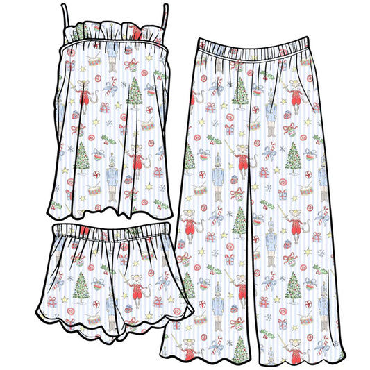 Women's Nutcracker Noel 3-Piece Tank Top Set - Blue