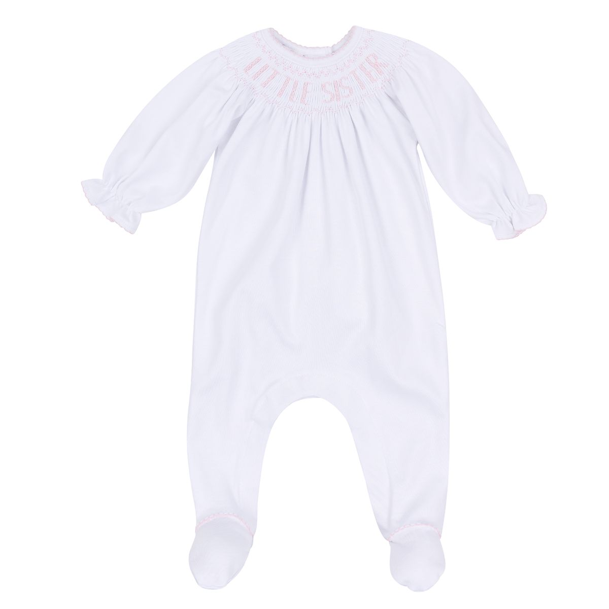 Big and Little Classics Pink Little Sister Bishop Footie