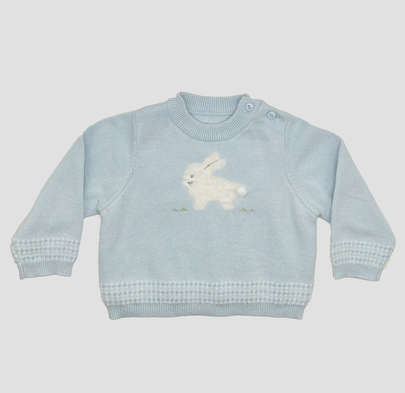 Fuzzy Bunny Lightweight Knit Sweater in Blue