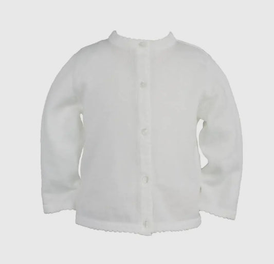 Scalloped Edge Cardigan Sweater - White