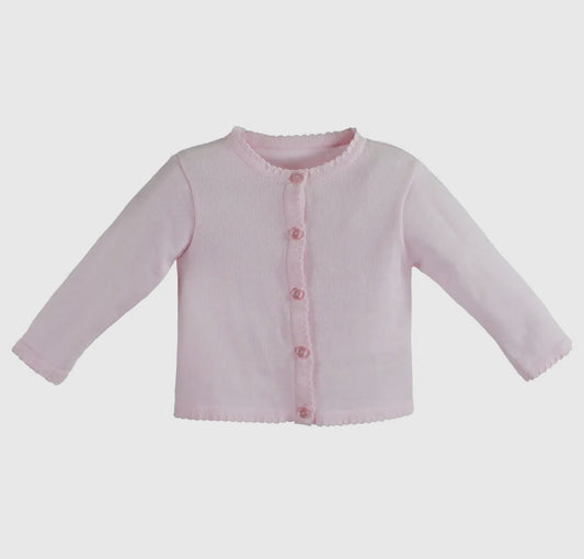 Scalloped Edge Cardigan Sweater - Pink