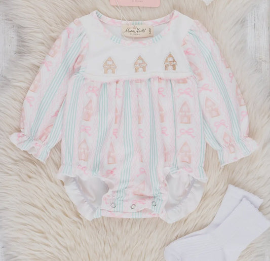 Pink Gingerbread House Ruffle Bubble