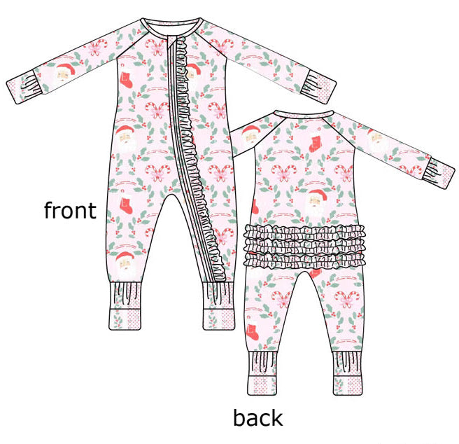 Holiday Cheer Ruffle Zippie * ETA 10/20