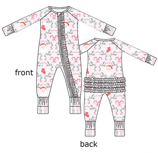 Holiday Cheer Ruffle Zippie * ETA 10/20