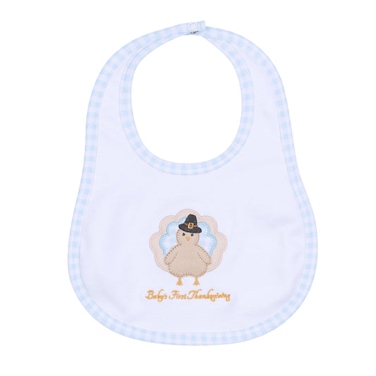 Pilgrim Pals Applique Light Blue Bib