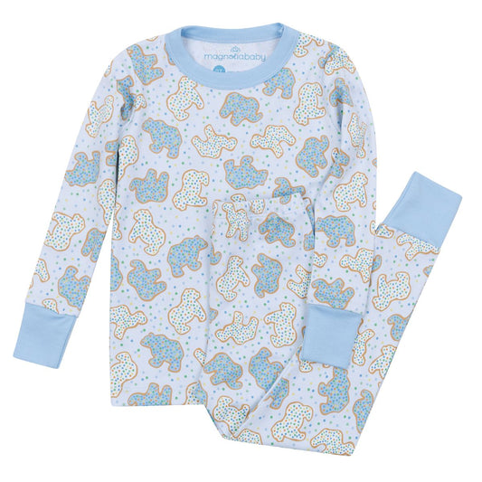 Animal Crackers Light Blue Long Pajamas