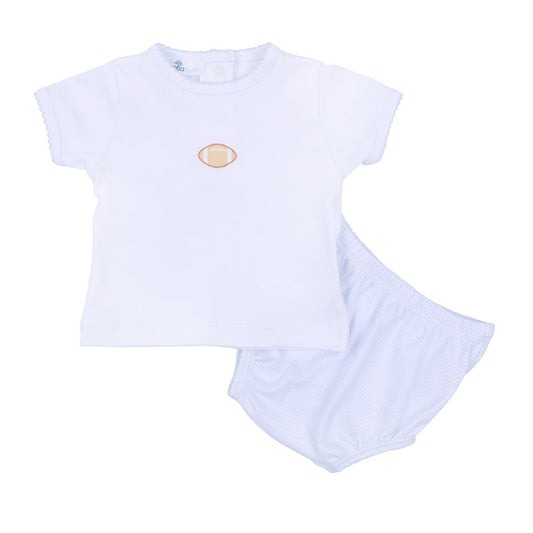 Touchdown Cutie Light Blue Emb Diaper Set