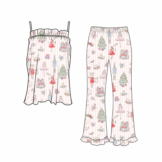 Women's Nutcracker Noel Tank Top Frilly Set - Pink