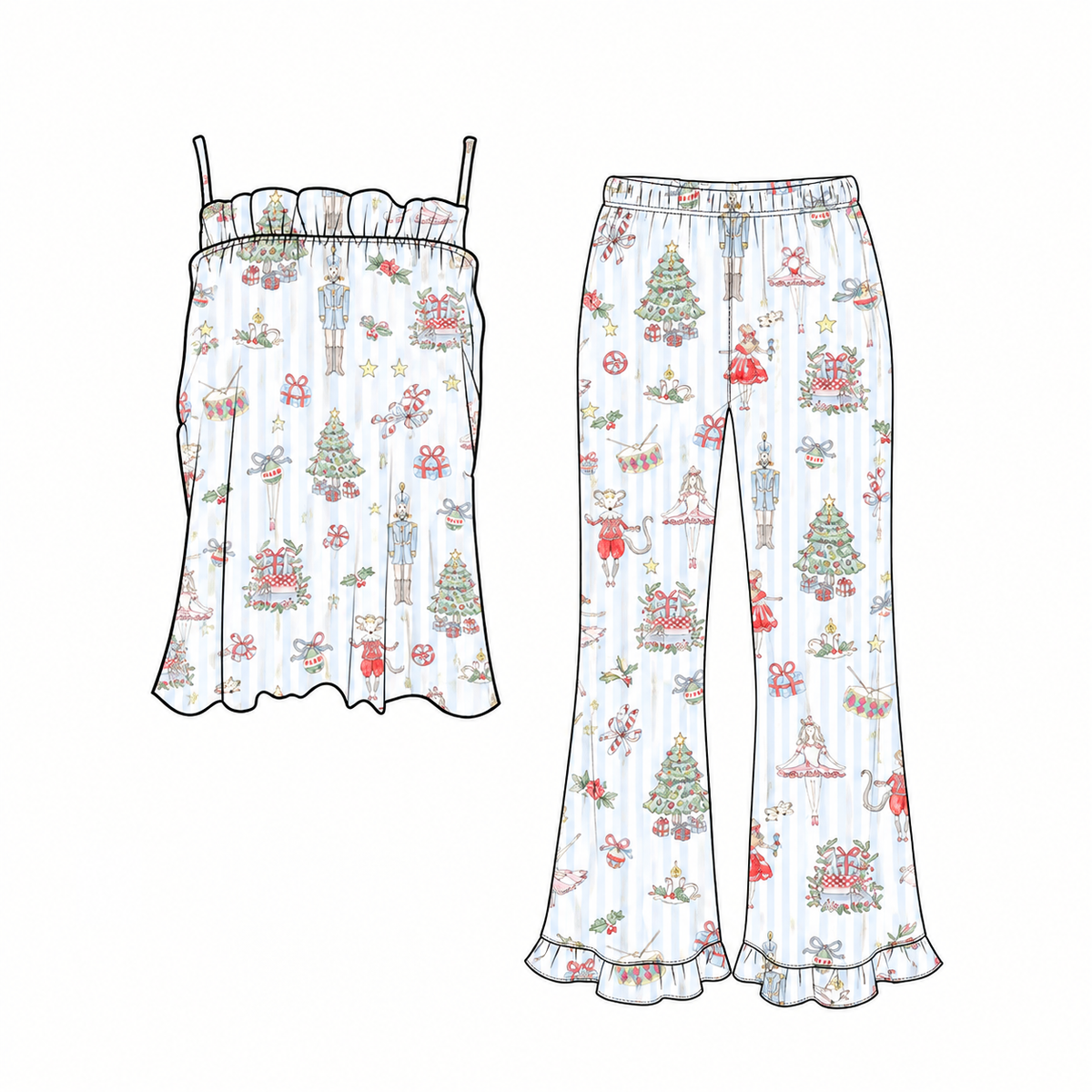Women's Nutcracker Noel Tank Top Frilly Set  - Blue