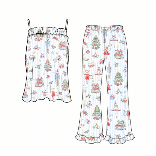 Women's Nutcracker Noel Tank Top Frilly Set  - Blue