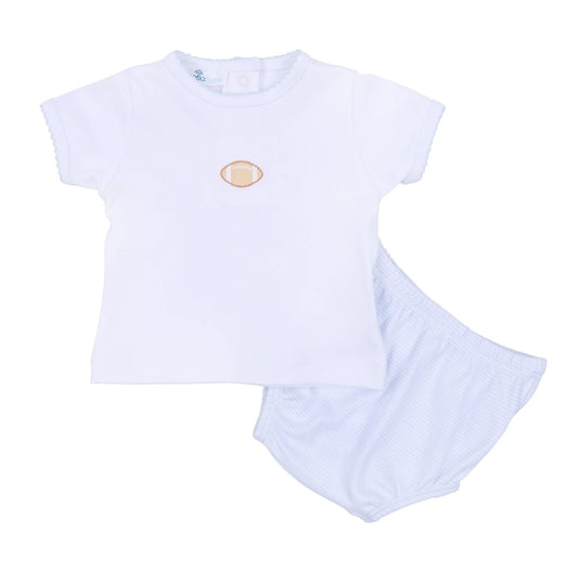 Touchdown Cutie Embroidered Diaper Cover Set - Light Blue