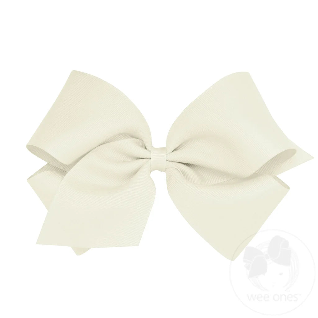 Classic Grosgrain Hair Bow (Plain Wrap) - Antique White