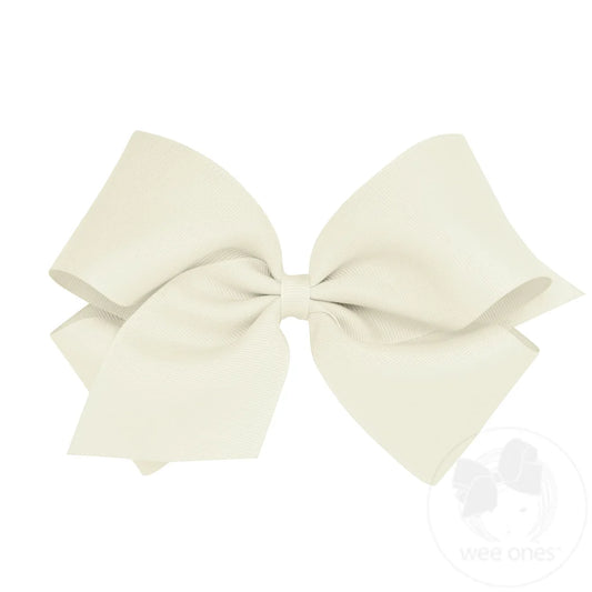 Classic Grosgrain Hair Bow (Plain Wrap) - Antique White
