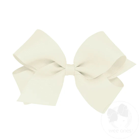 Medium Classic Grosgrain Hair Bow- Antique White