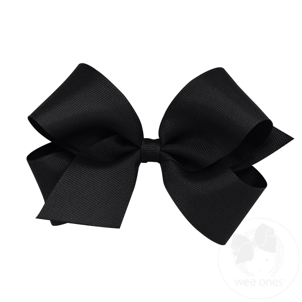 Classic Grosgrain Hair Bow (Plain Wrap) - Black