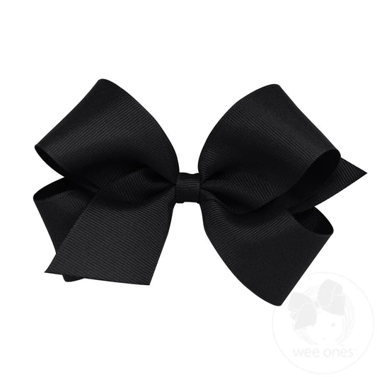 Classic Grosgrain Hair Bow (Plain Wrap) - Black