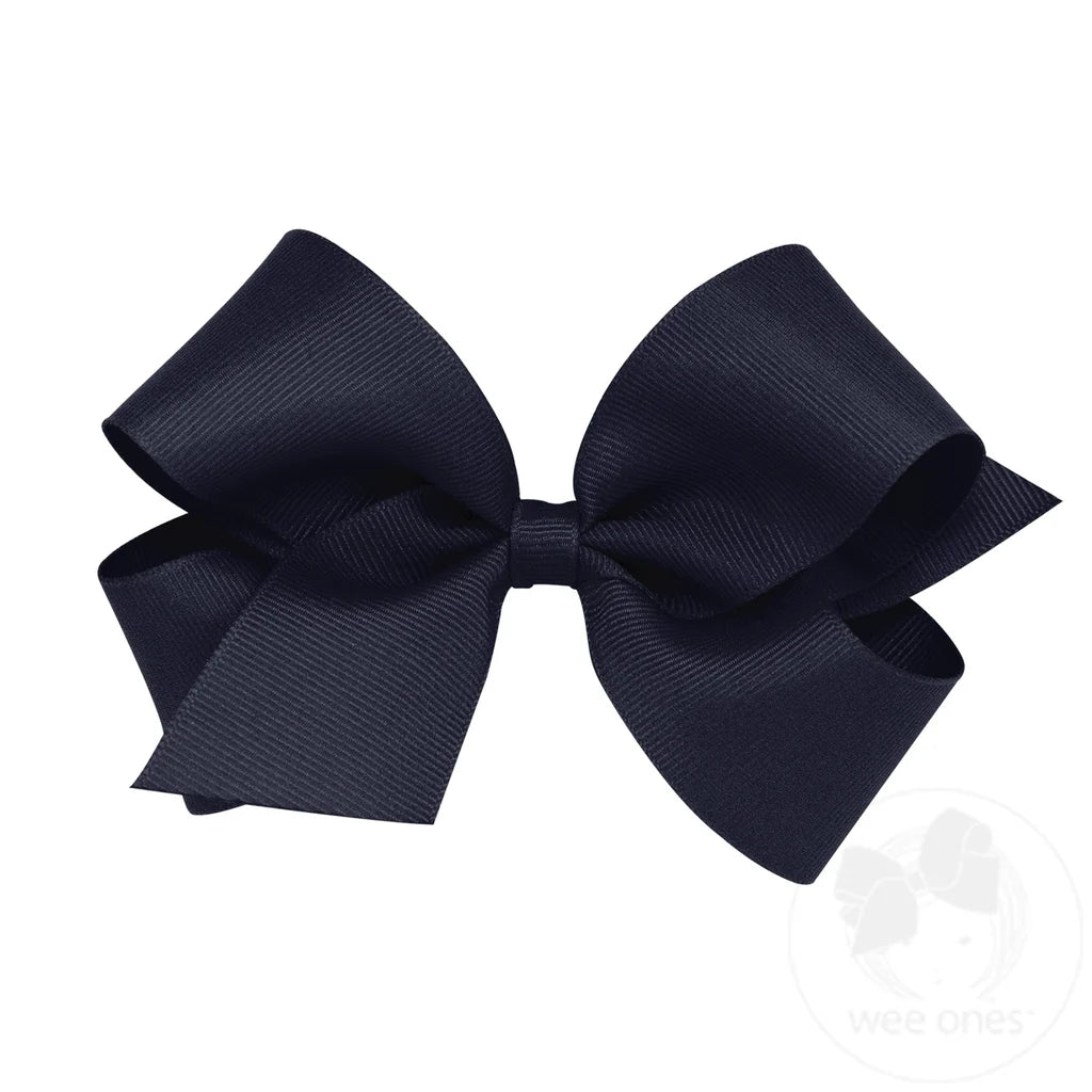 Classic Grosgrain Hair Bow (Plain Wrap) - Navy