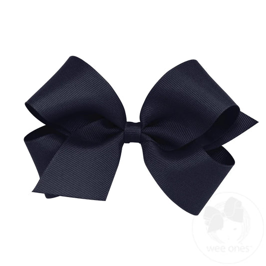 Classic Grosgrain Hair Bow (Plain Wrap) - Navy