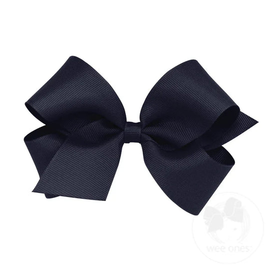 Medium Classic Grosgrain Hair Bow- Navy