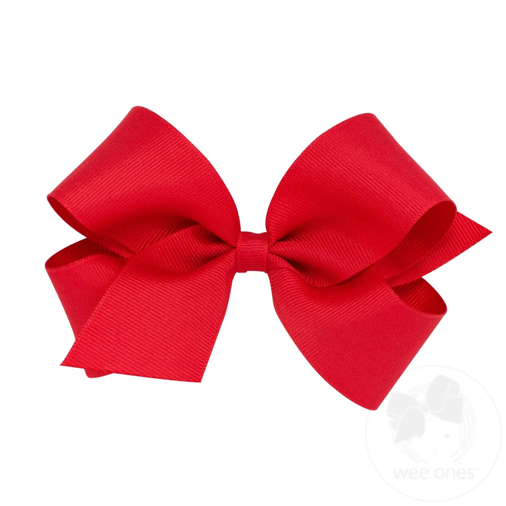 Classic Grosgrain Hair Bow (Plain Wrap) - Red