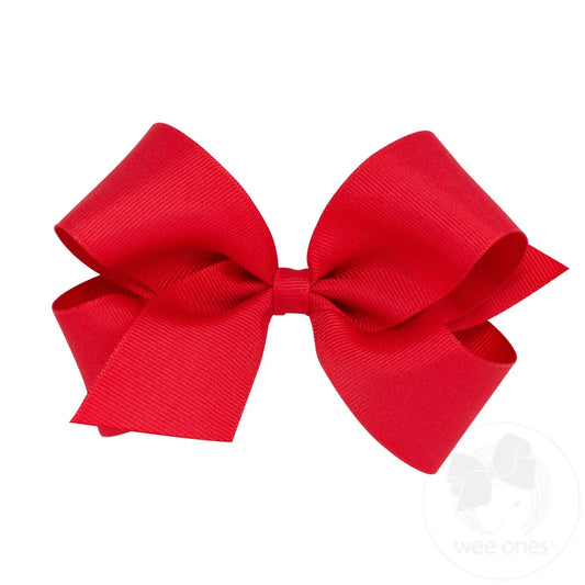 Classic Grosgrain Hair Bow (Plain Wrap) - Red