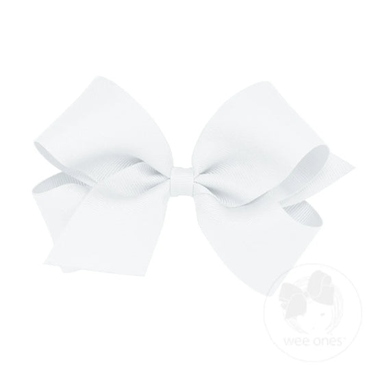 Classic Grosgrain Hair Bow (Plain Wrap) - White