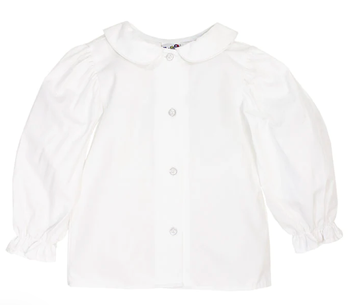 Bailey Boys Girls Long Sleeve Piped Button Front Shirt-White