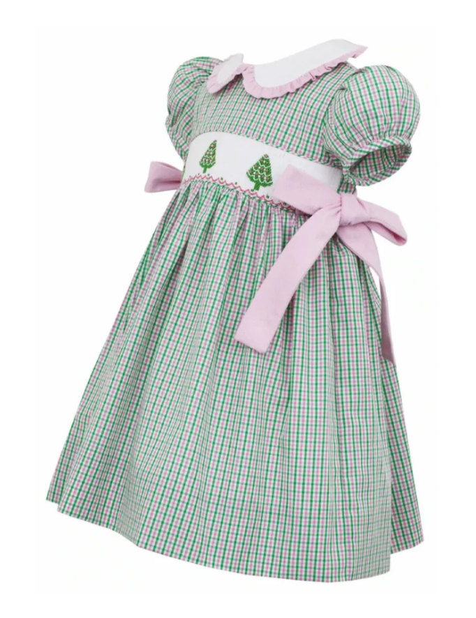 Green and Pink Christmas Trees Dress with Bows