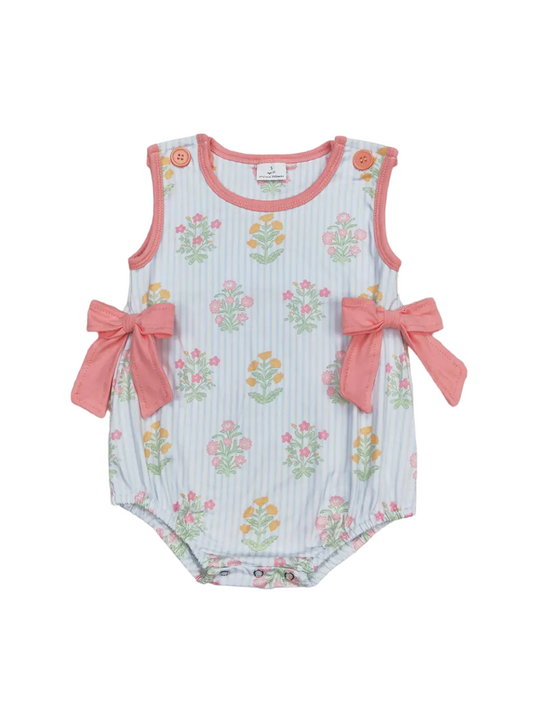 Girls Sleeveless Flowers Bows Bubble