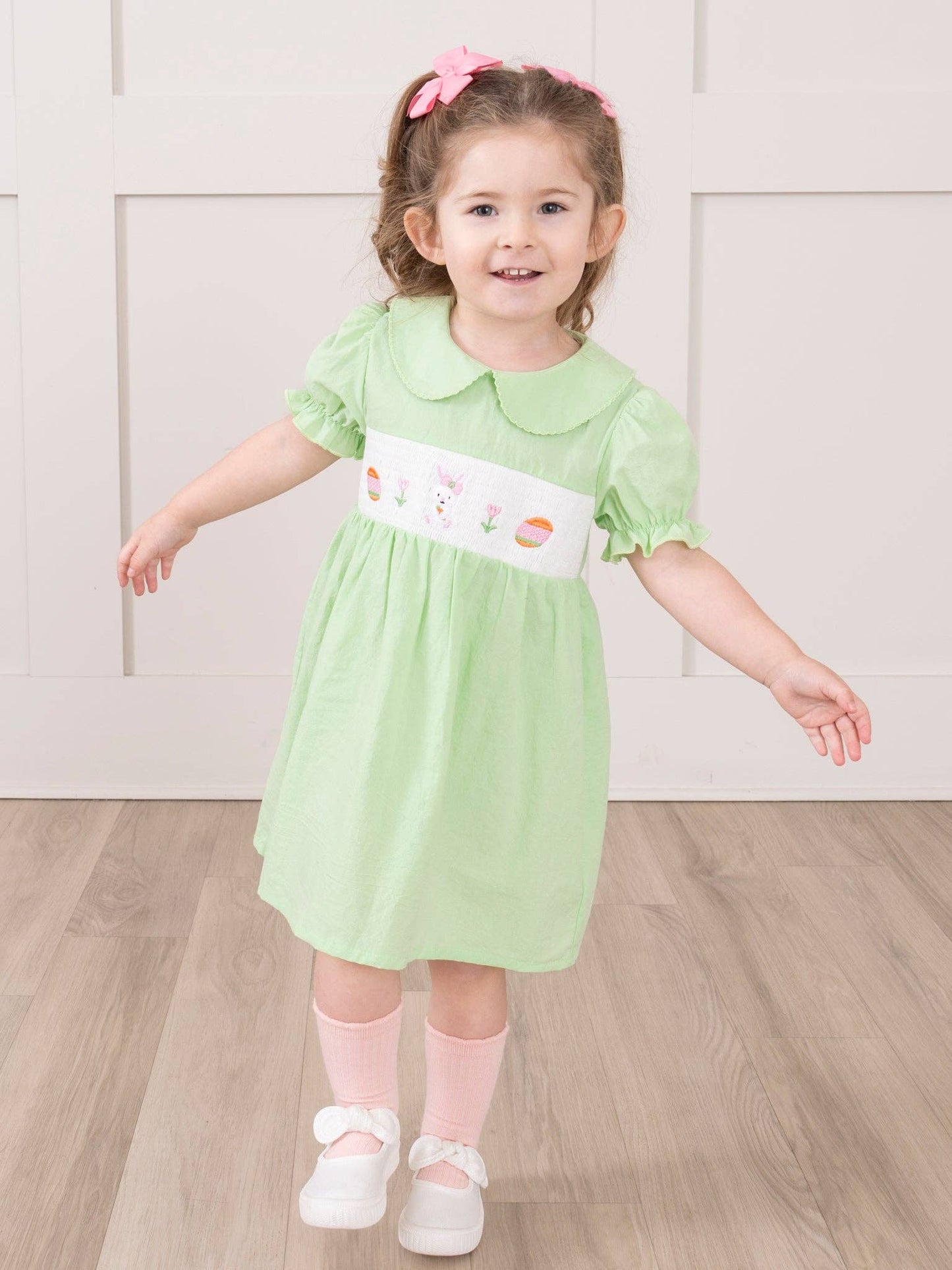 Soft Green Smocked Easter Dress