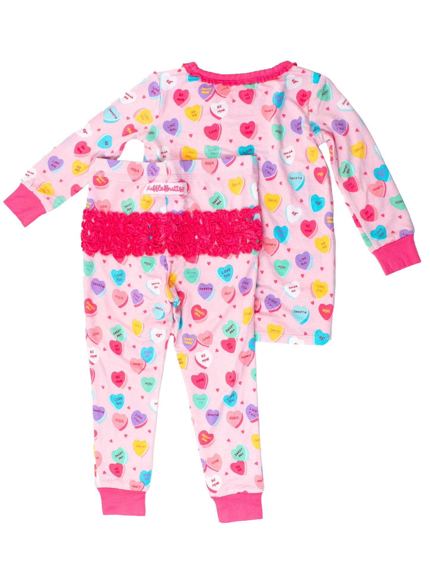 Toddler Girls Be My Valentine Bamboo Viscose Ruffle Long Sleeve Pajama Set