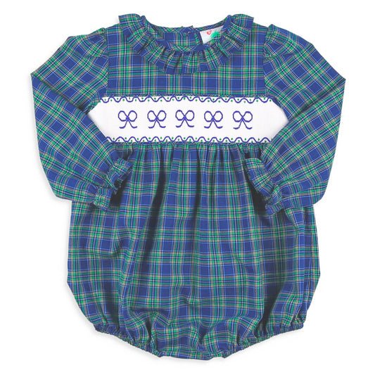 Girls Smocked Bubble - Midnight Tartan