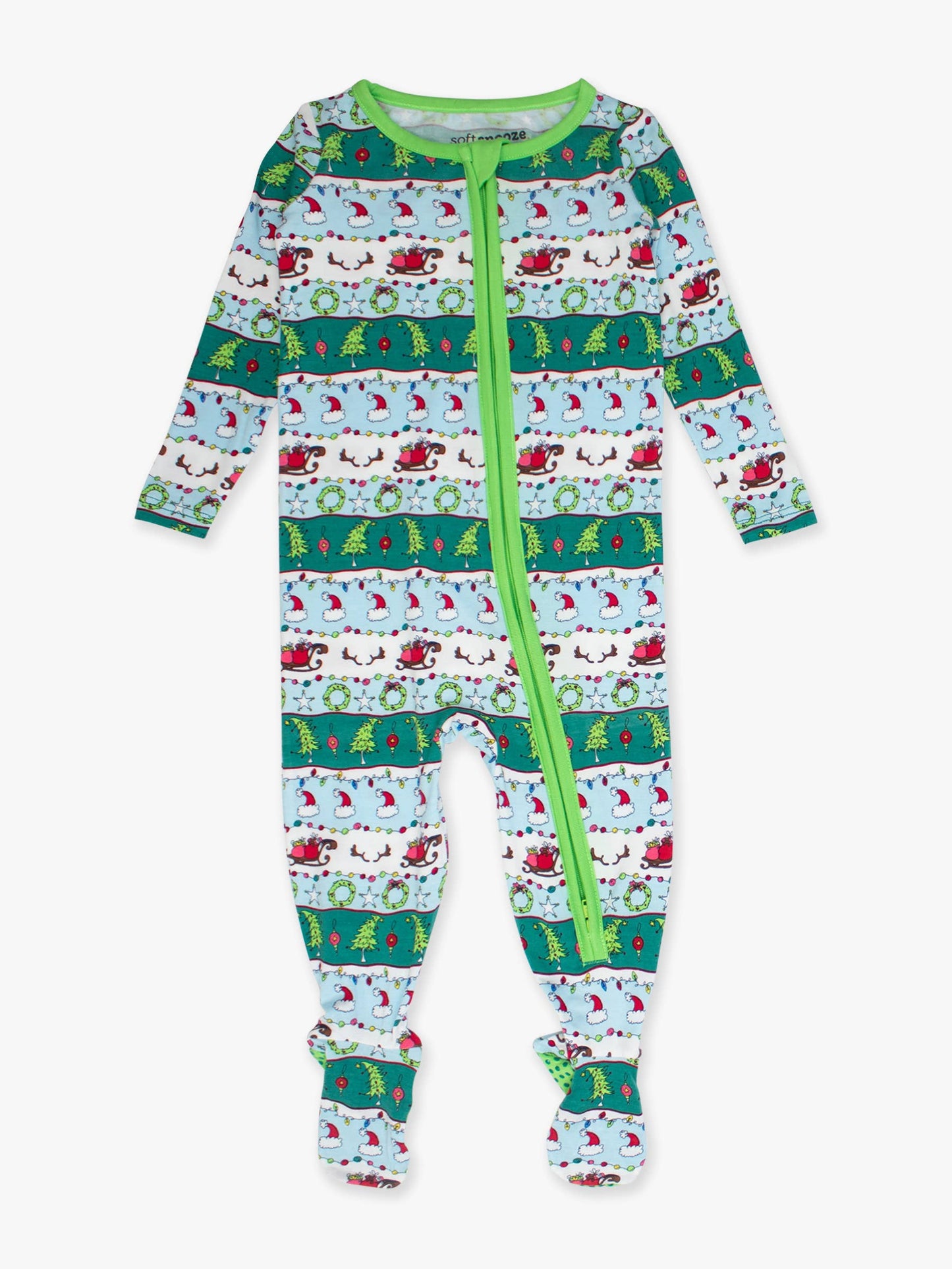 SoftSnooze™ Baby Bamboo Viscose Festive Fair Isle Footed One Piece Pajama