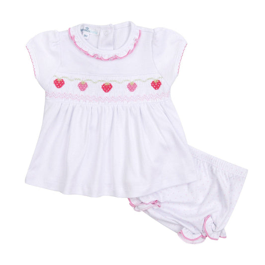 Strawberry Patch Smocked Diaper Cover Set