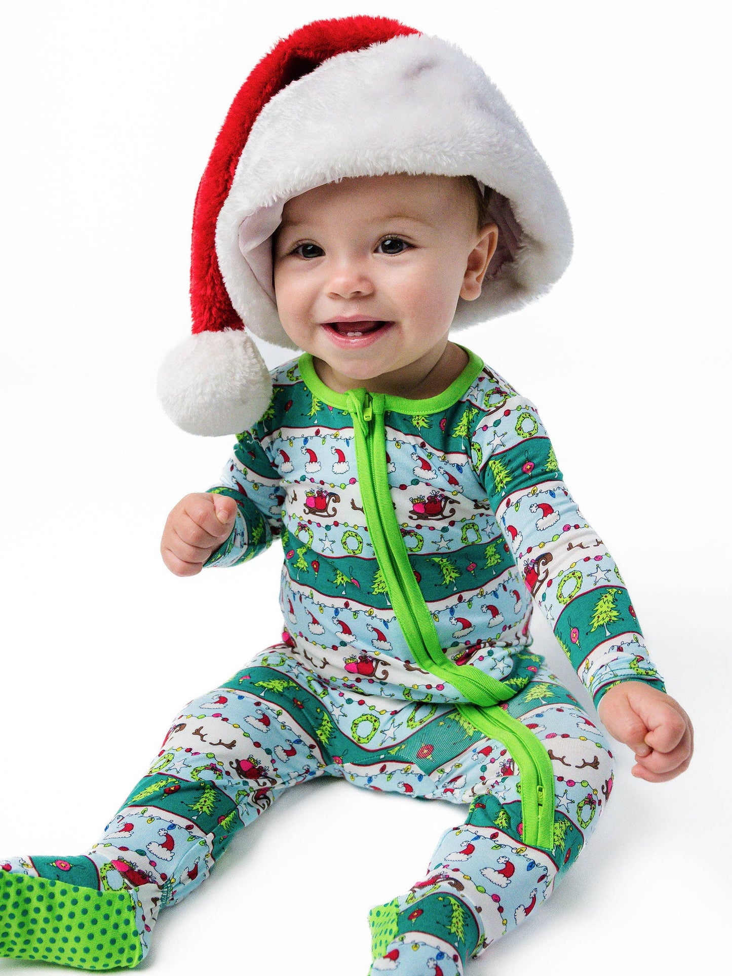 SoftSnooze™ Baby Bamboo Viscose Festive Fair Isle Footed One Piece Pajama