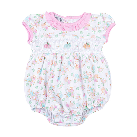 Pumpkin Blush Smocked Printed S/S Bubble