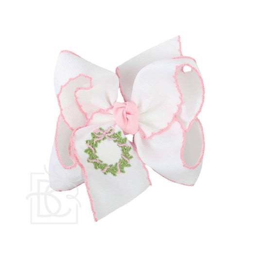 EMBROIDERED WREATH CROCHET EDGE HAIR BOWS