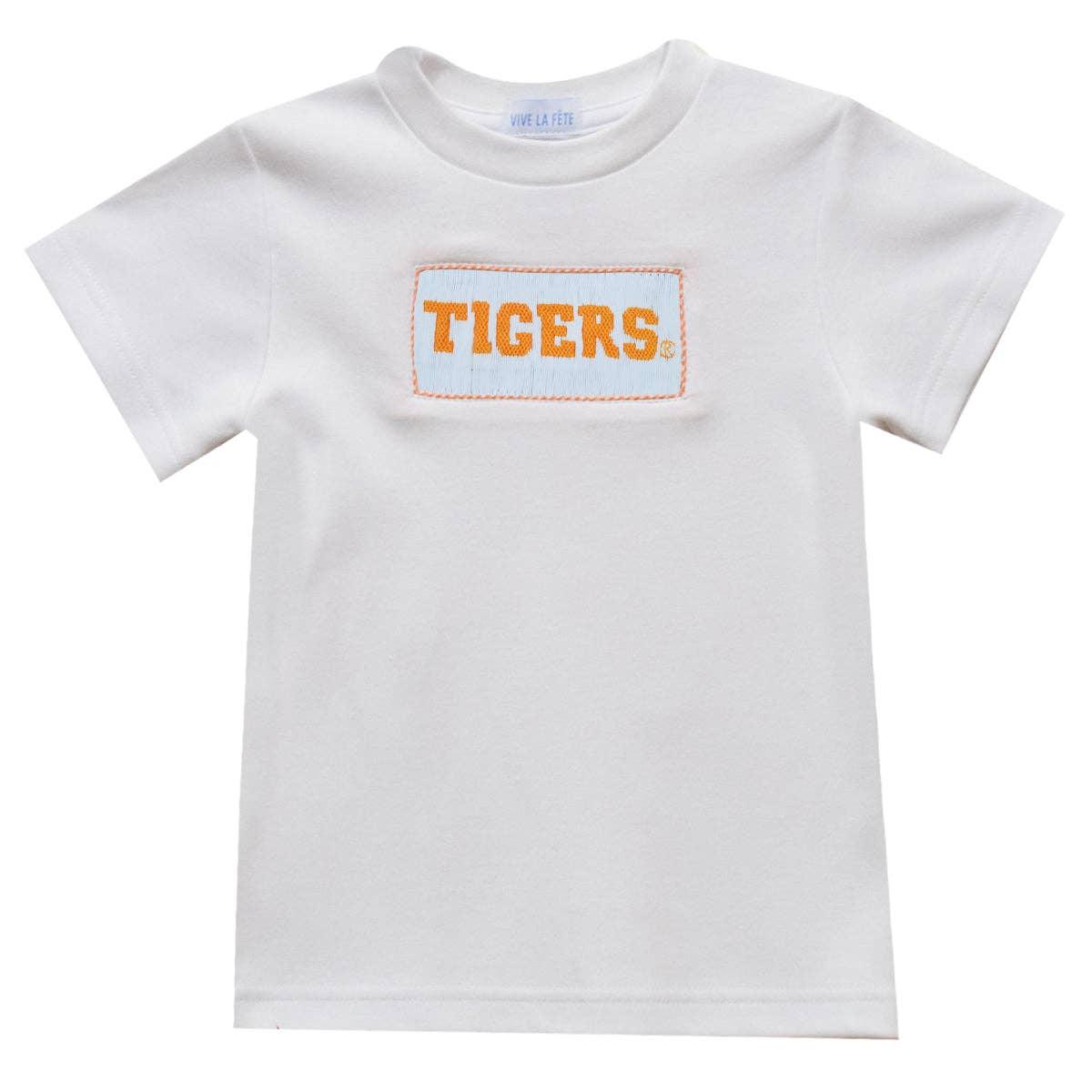 Clemson Tigers Smocked White Knit Boys Short Sleeve T-Shirt