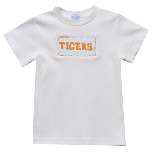 Clemson Tigers Smocked White Knit Boys Short Sleeve T-Shirt