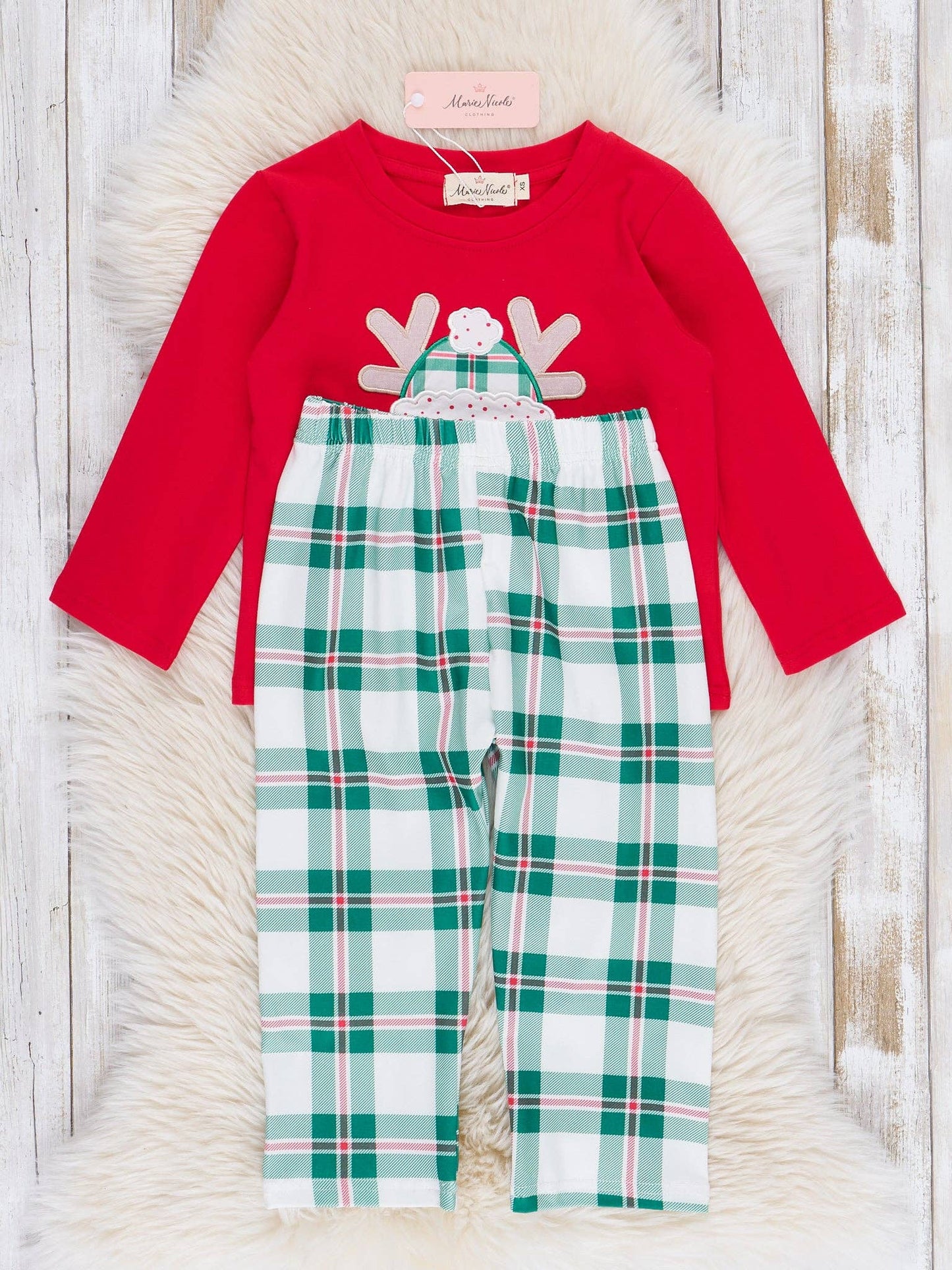 Red & Green Plaid Reindeer Outfit