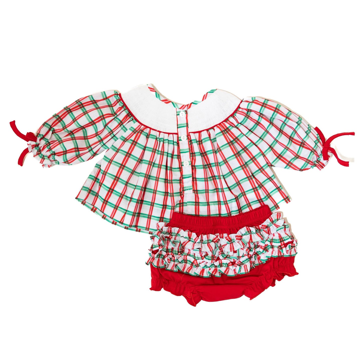 Girls Santa Ho Ho Ho Smocked Diaper Set