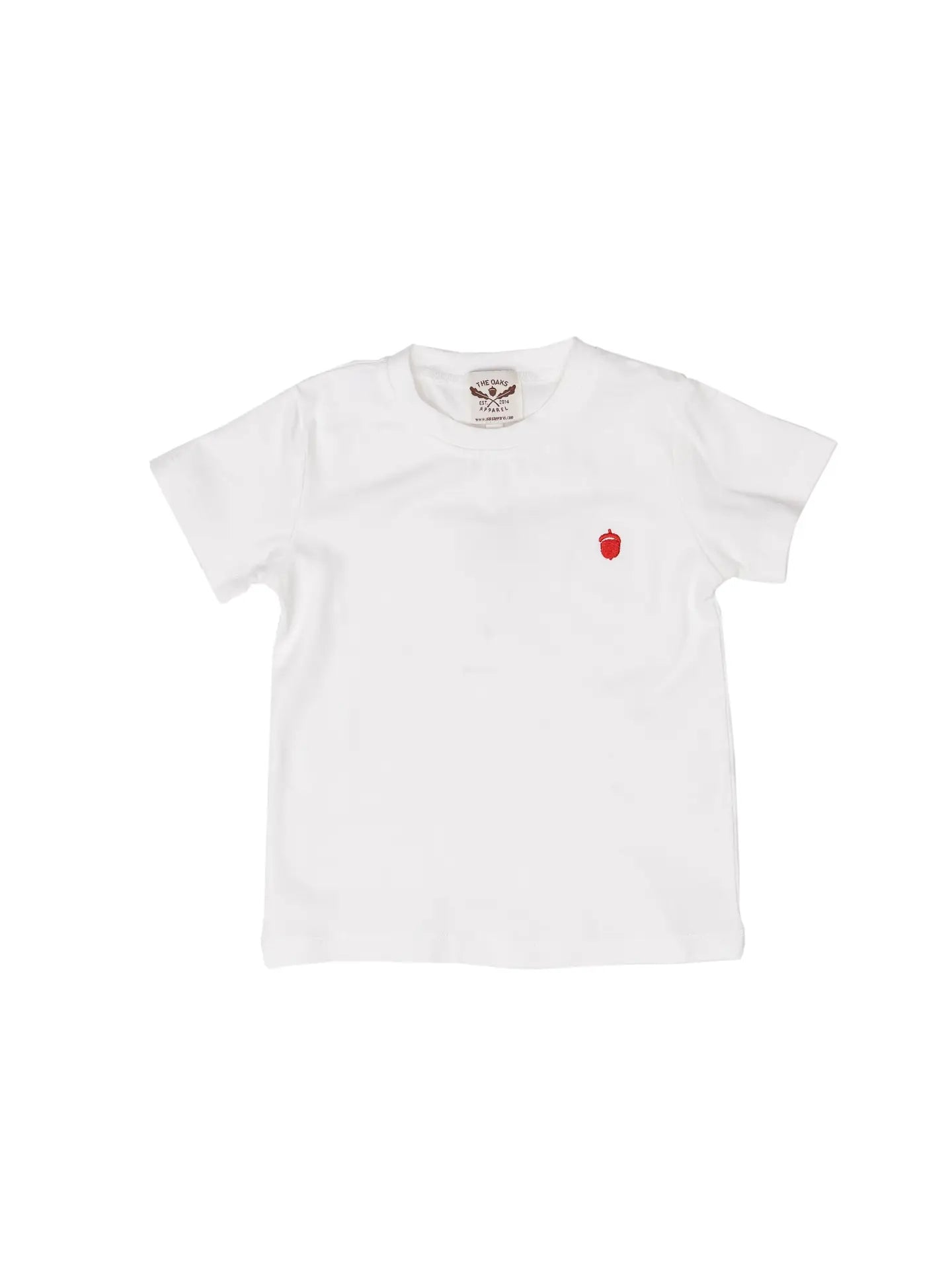 Oaks White with Red Acorn Signature Kid's Tee