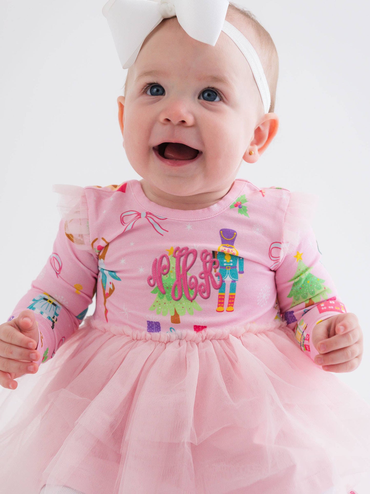 Baby Girls Sugarplum Dreams Flutter Tulle Long Sleeve Twirl Romper