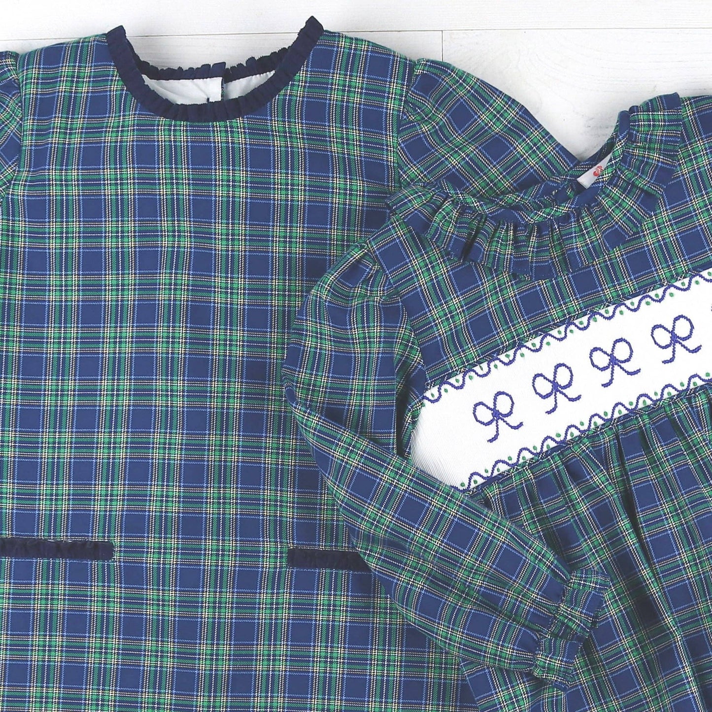 Girls Smocked Bubble - Midnight Tartan