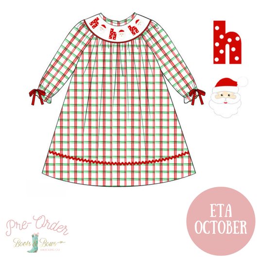 Girls Smocked Santa Ho Ho Ho Dress