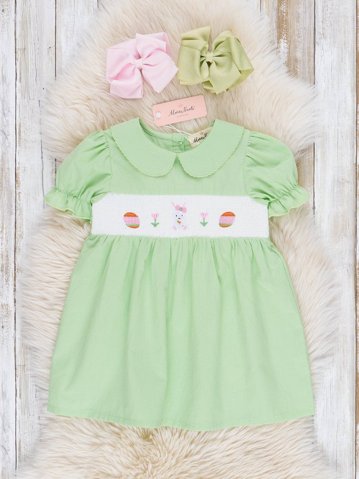 Soft Green Smocked Easter Dress