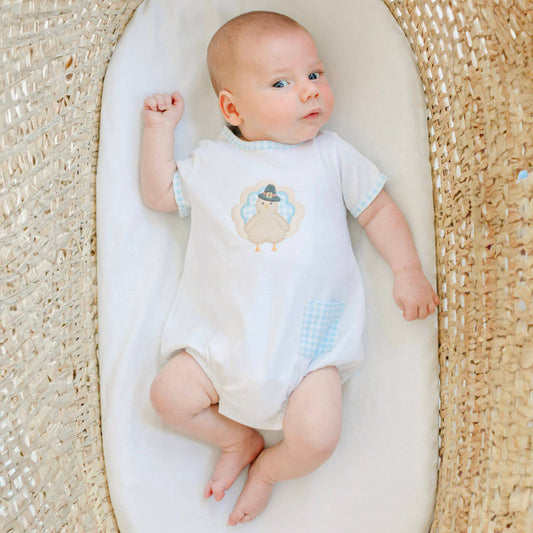 Pilgrim Pals Applique Short Sleeve Bubble - Light Blue