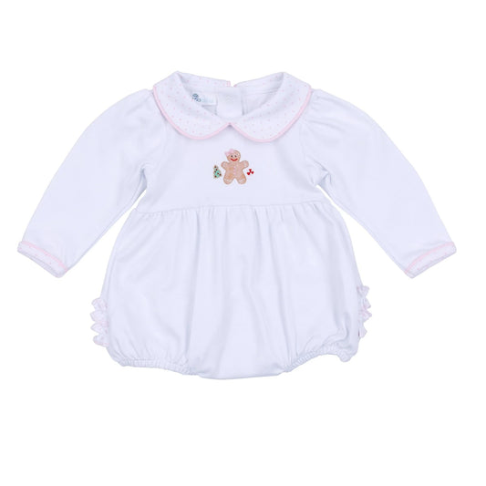 Frosted Wonderland Collared Ruffle Long Sleeve Bubble - Pink