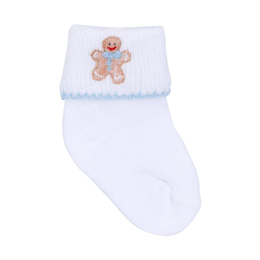 Frosted Wonderland Embroidered Socks- Light Blue