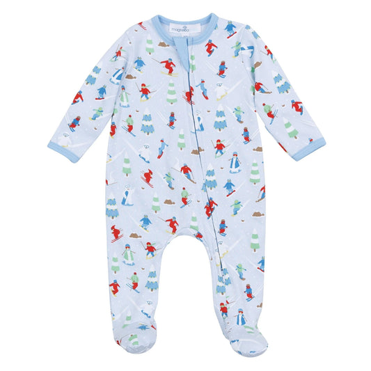 Ski Buddies Zip Footie - Light Blue